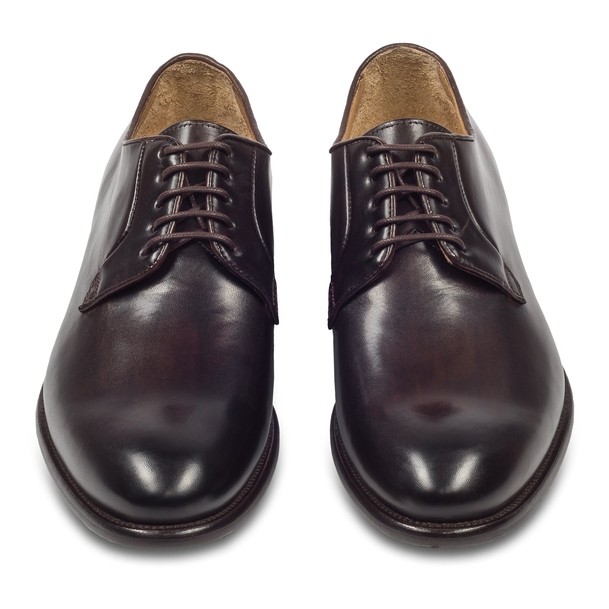 BRECOS Anzugschuhe | Plain Derby Schnürer dunkelbraun, Kalbsleder. Ansicht paarweise