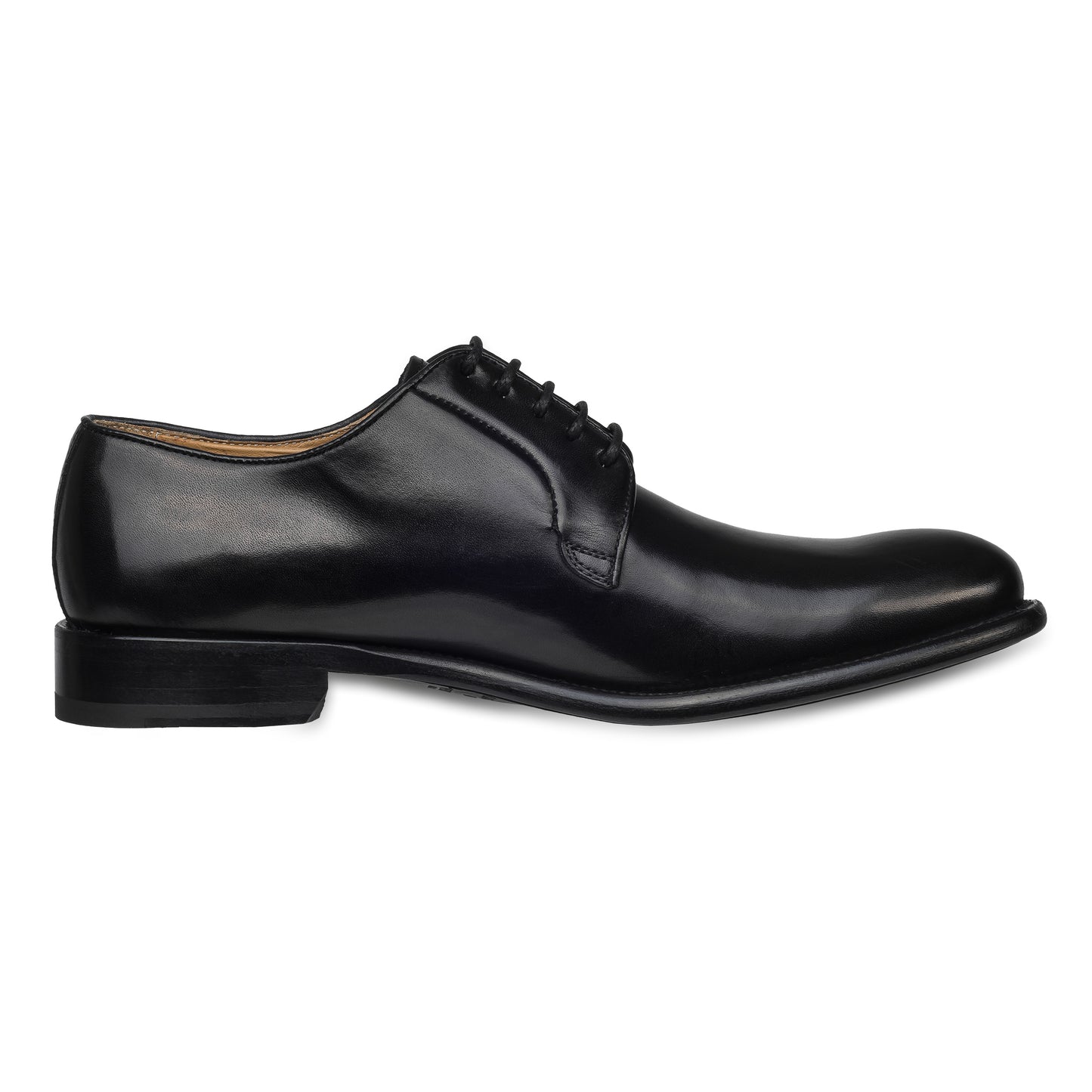BRECOS Anzugschuhe | Plain Derby Schnürer schwarz, Kalbsleder. Ansicht Innenseite linker Schuh