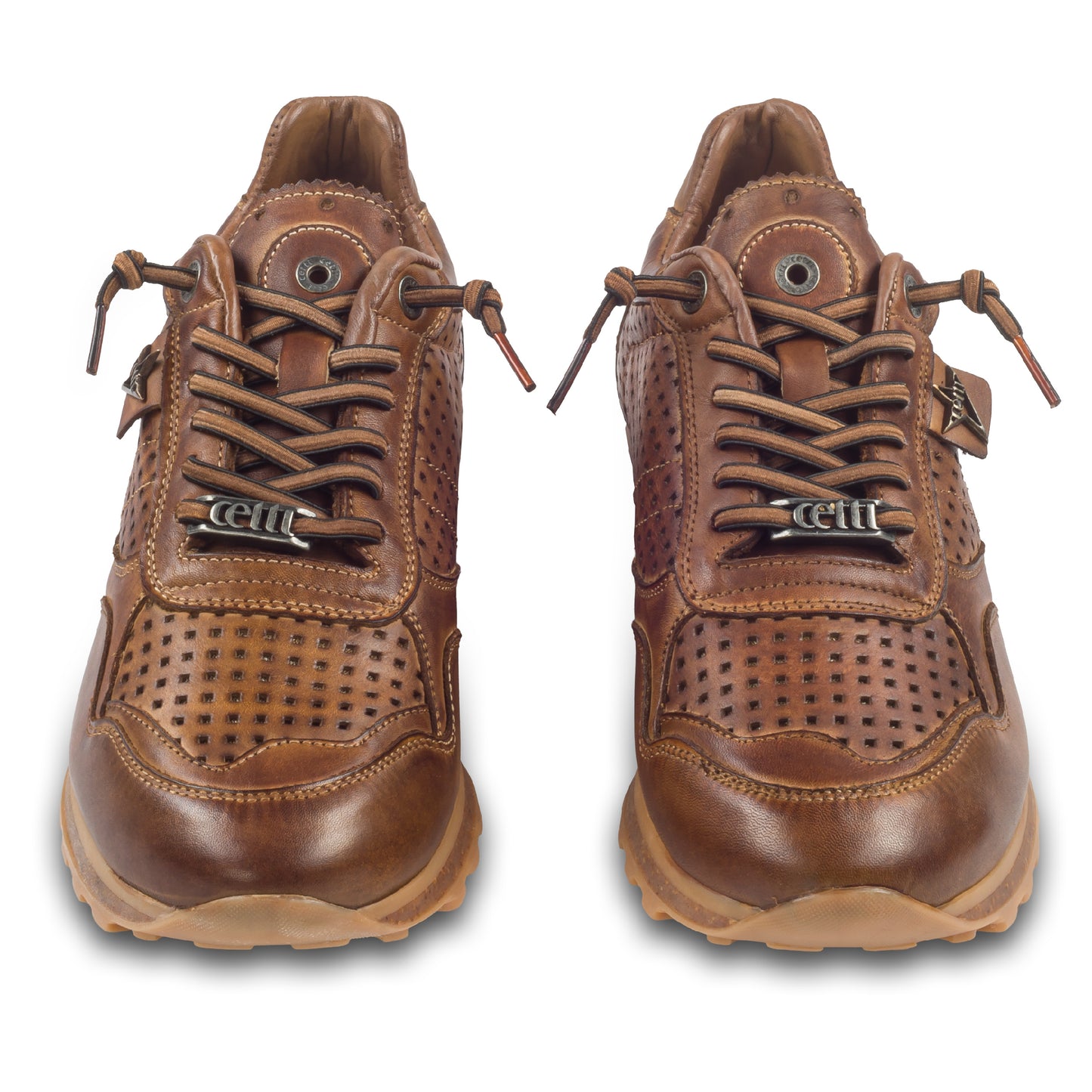 CETTI Herren Leder Sneaker, Modell „C848“ in braun (used tin testa). Paarweise Ansicht von vorne