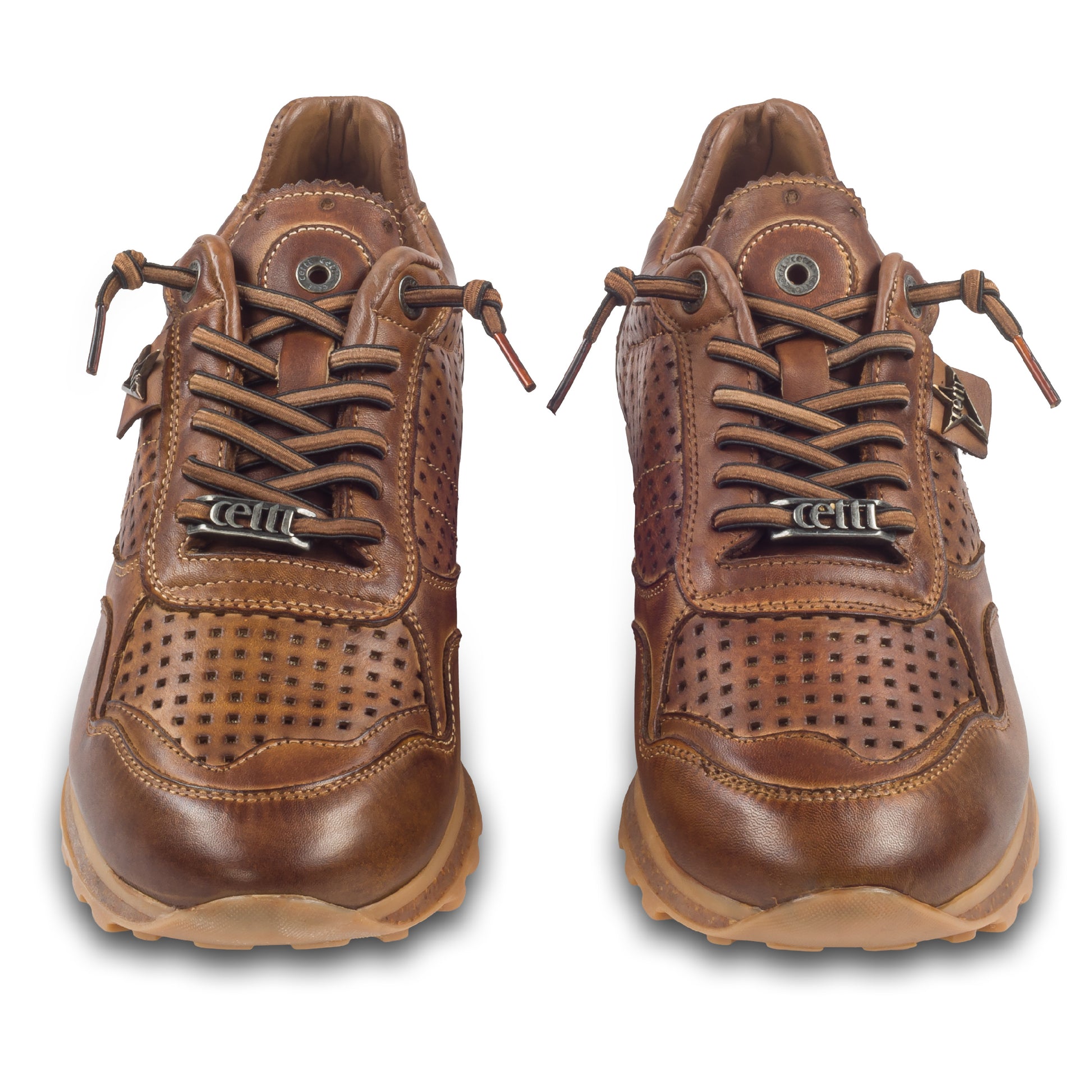 CETTI Herren Leder Sneaker, Modell „C848“ in braun (used tin testa). Paarweise Ansicht von vorne