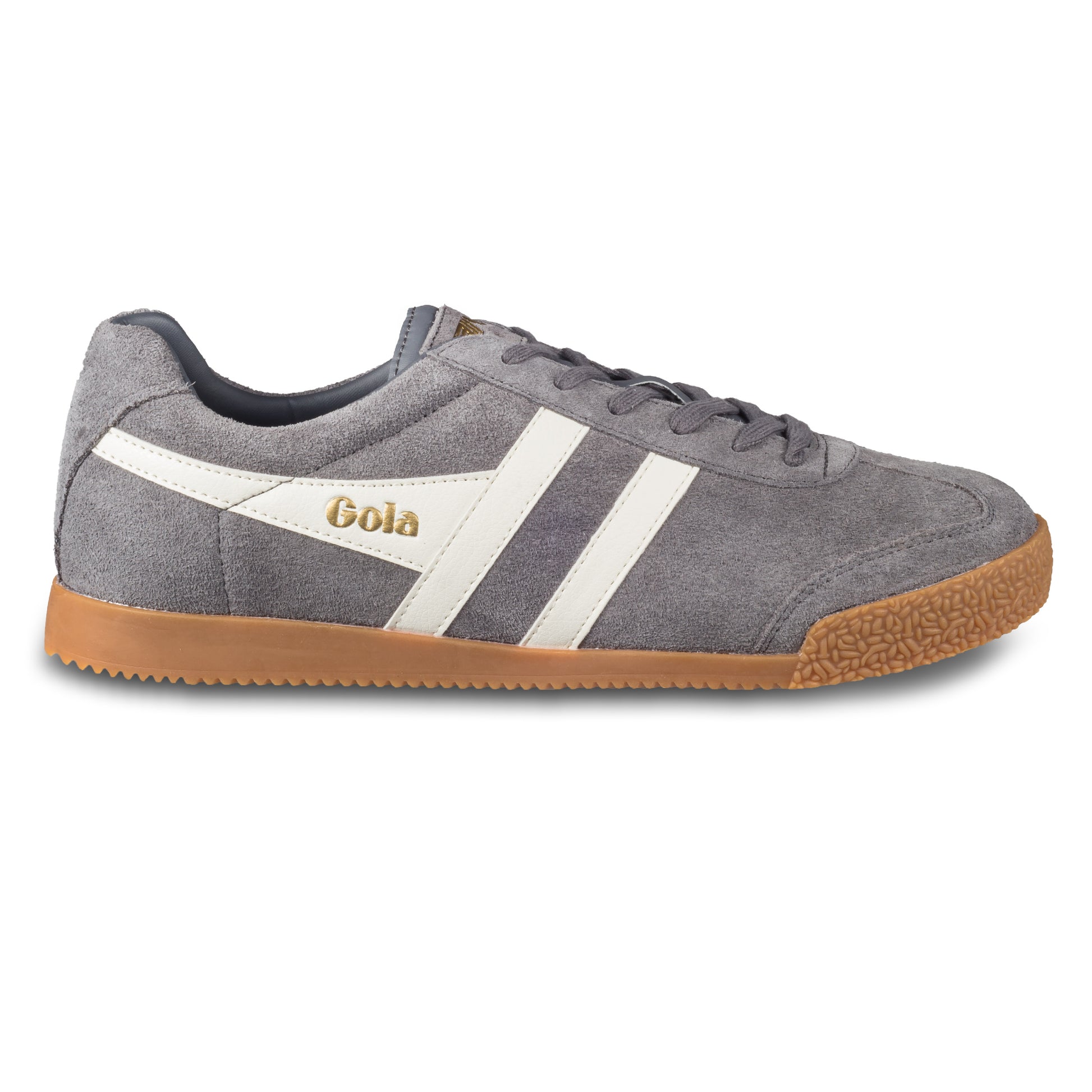 GOLA Herren Sneaker Harrier Suede, grau/weiß. Modell CMA192 Ash/Ecru. Ansicht der Außenseite rechter Schuh.