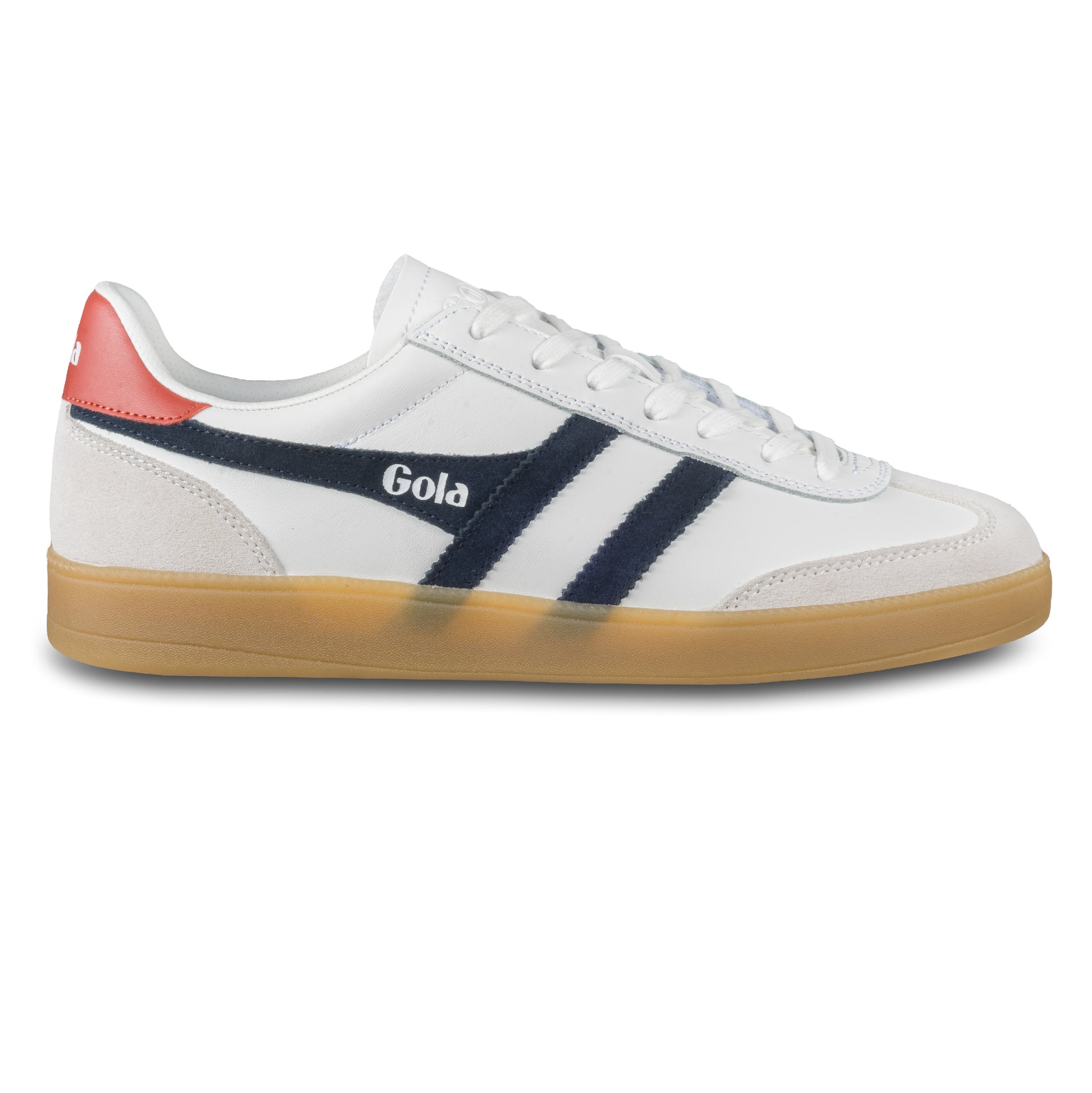 GOLA Herren Sneaker Viper Leather, weiß/blau. Modell CMB744 White/Navy/Rust/Gum. Ansicht der Außenseite rechter Schuh.