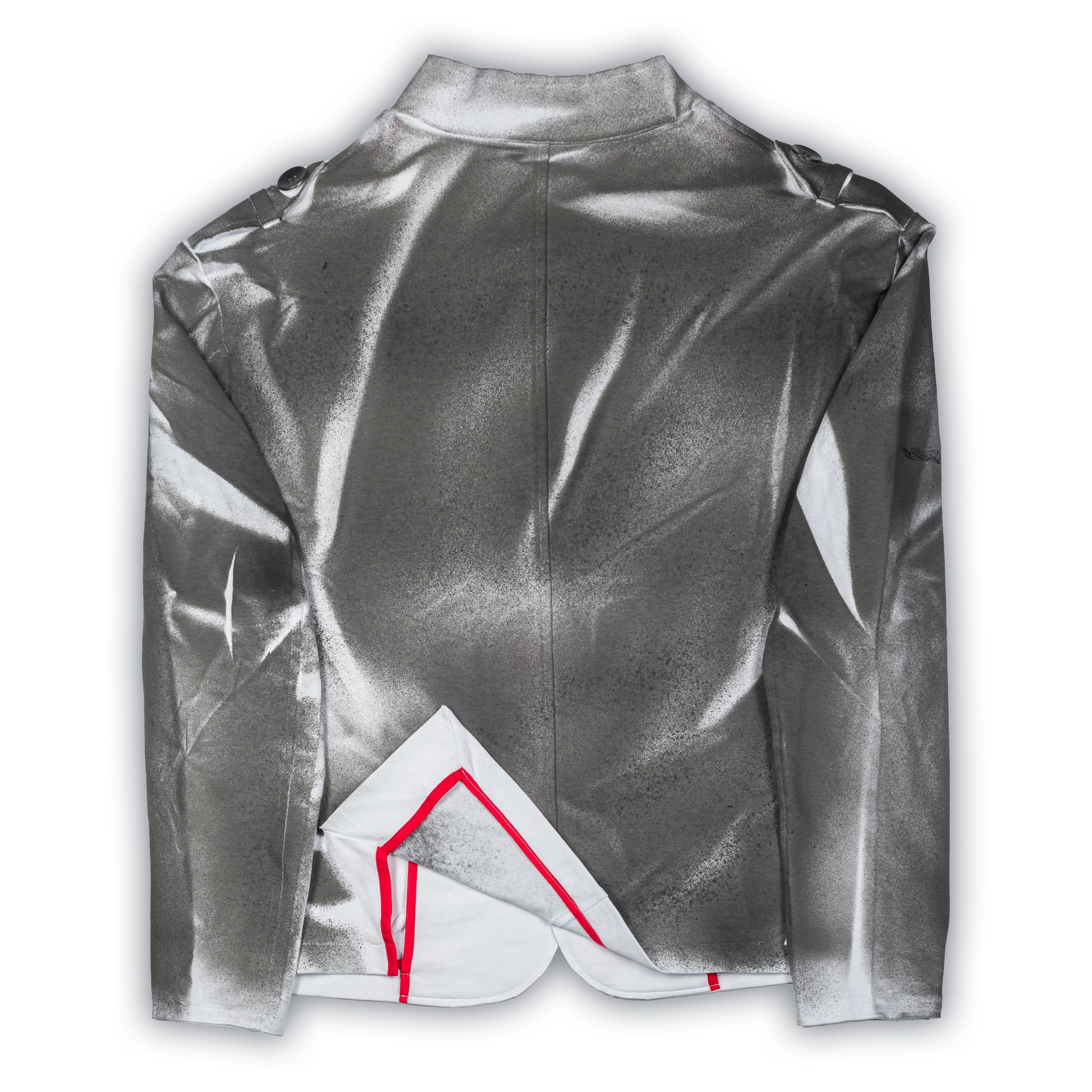 KARL MOMMOO Italienisches Herren-Sakko, grau Airbrush-Design, Baumwolle. Ansicht Rückseite