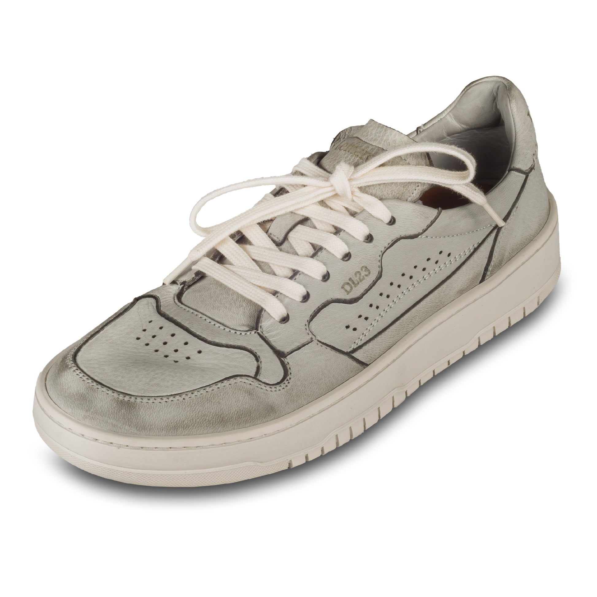 Lemargo Herren Leder Sneaker grau, Modell HB01A Cervo Perla, Hirschleder, schräge Ansicht