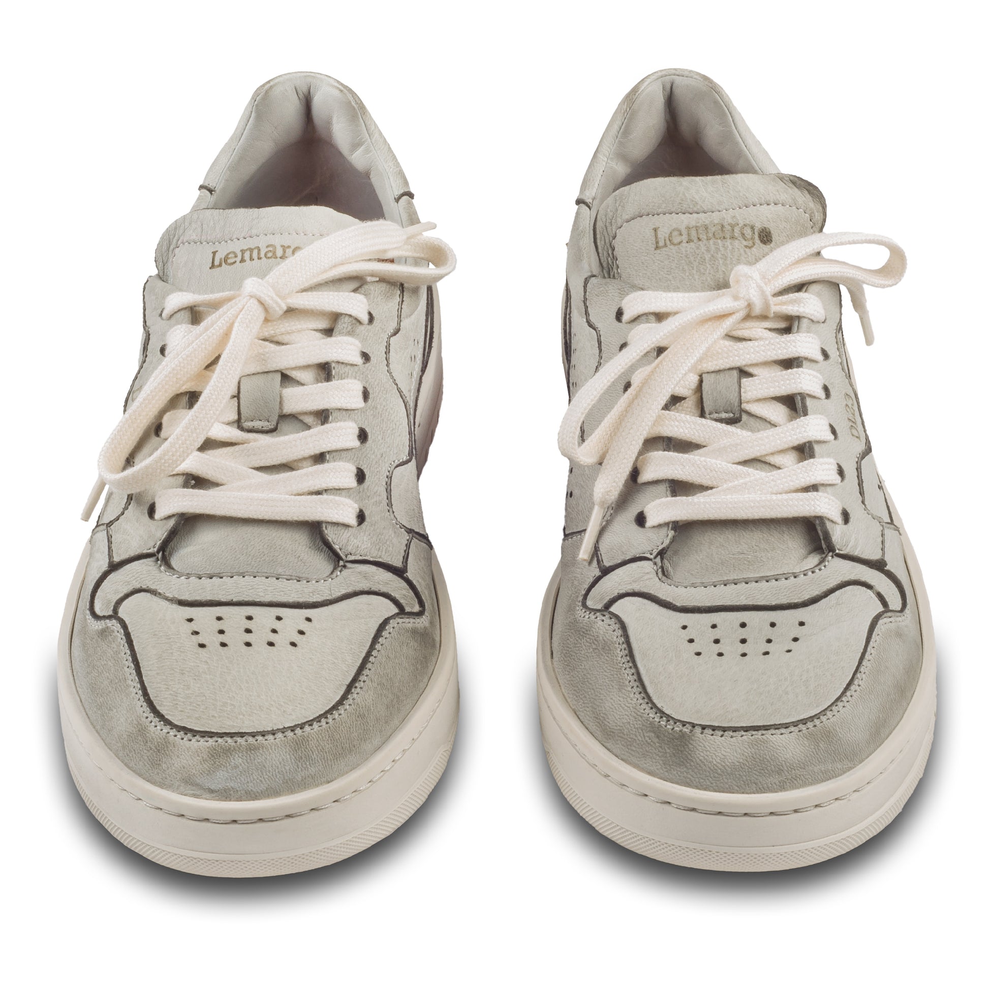 Lemargo Herren Leder Sneaker grau, Modell HB01A Cervo Perla, Hirschleder, Paarweise Ansicht von vorne