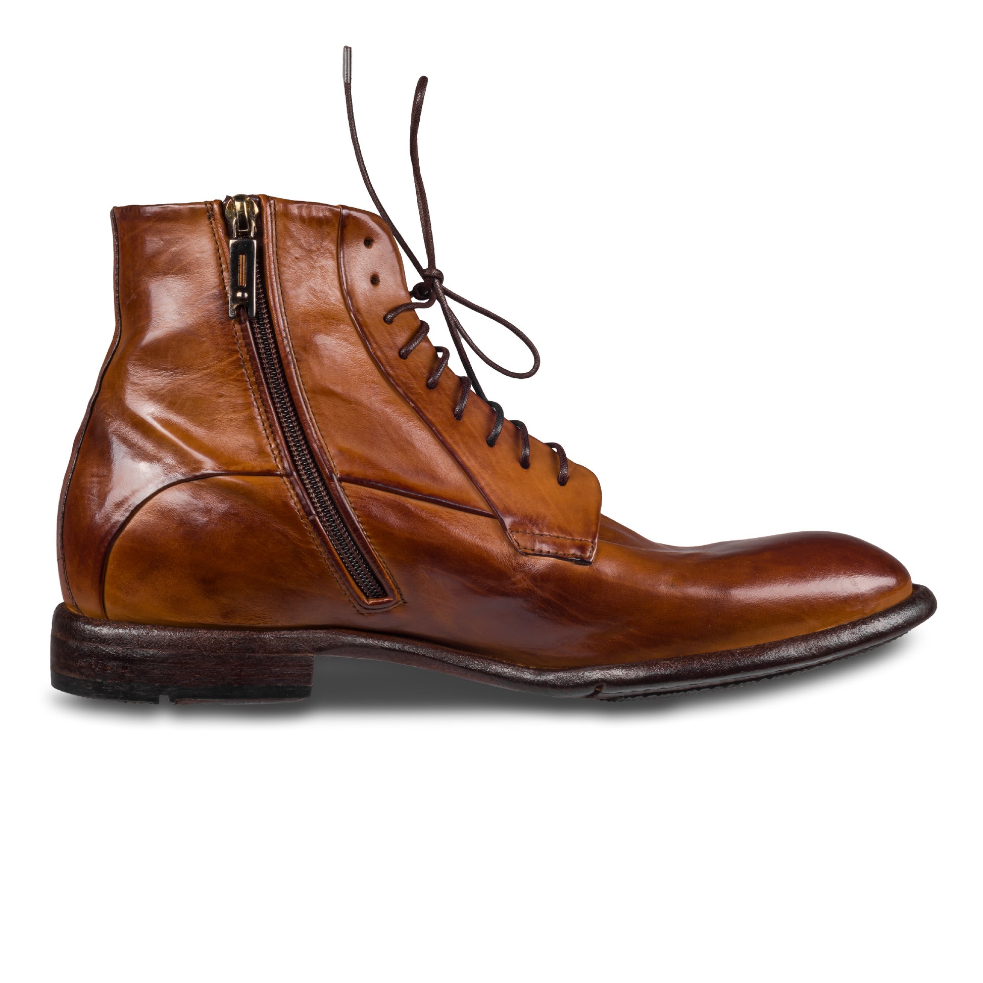 Lemargo Herren Schnuerboots Stiefelette cognac braun durchgenaeht - Innenseite linker Schuh