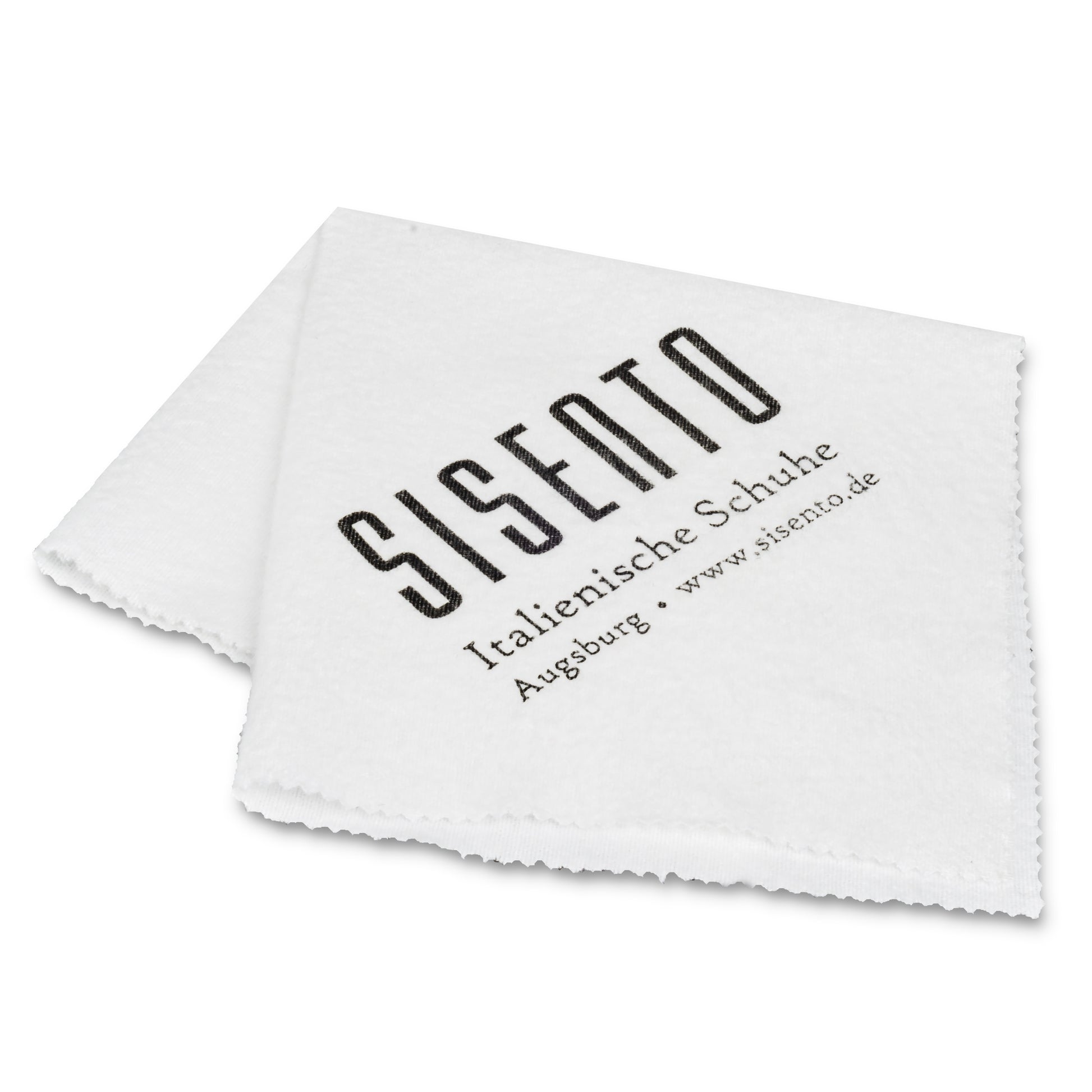 Schuhputztuch | Poliertuch weiß mit 
Sisento-Logo