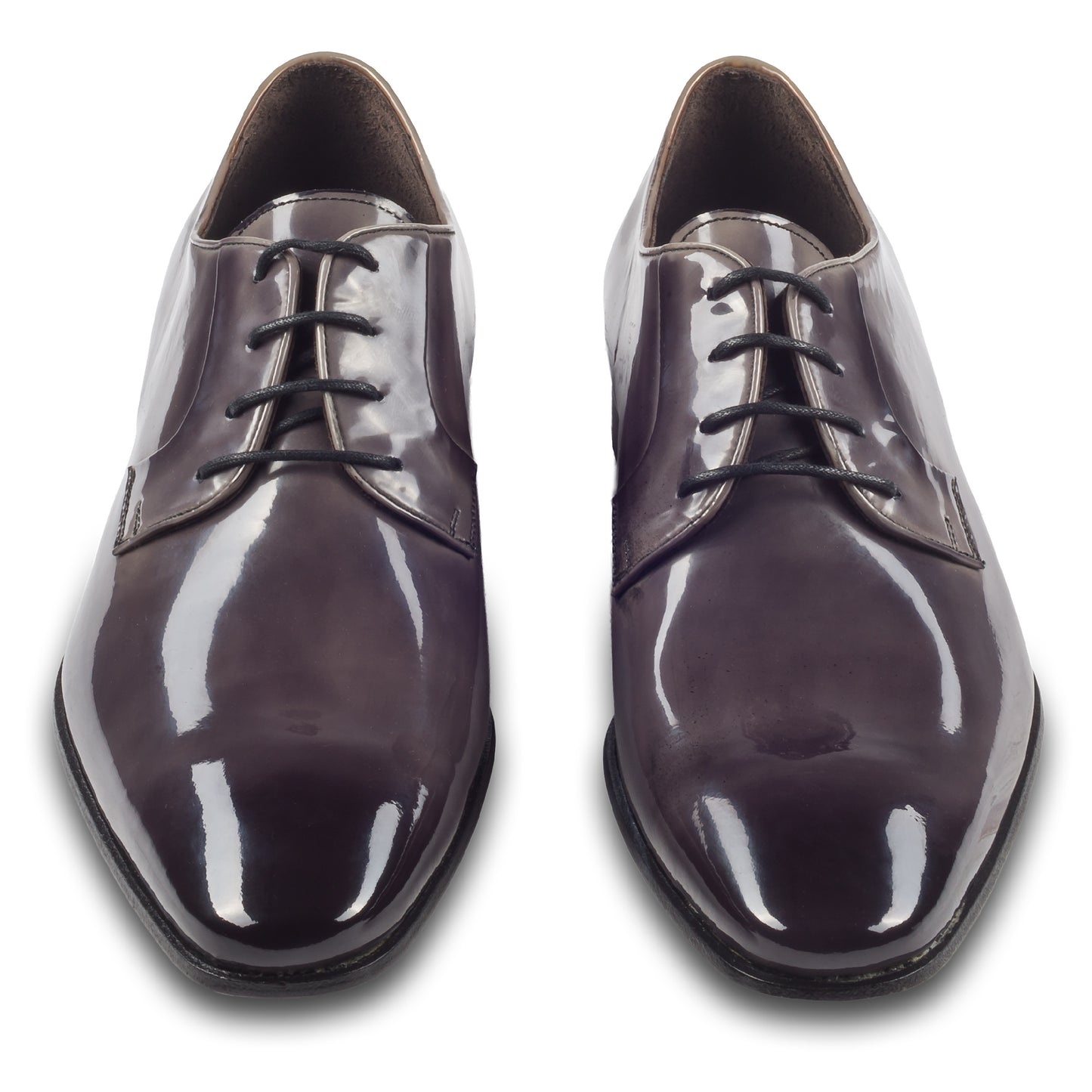 Calpierre | Herren Lackschuhe grau - Derby-Schnürer Kalbsleder, handgefärbt & durchgenäht