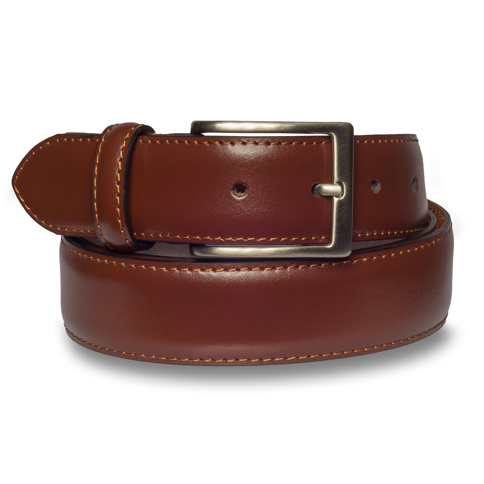 Anzuggürtel kastanien braun aus Leder, 3.5 cm breit, Schließe silber