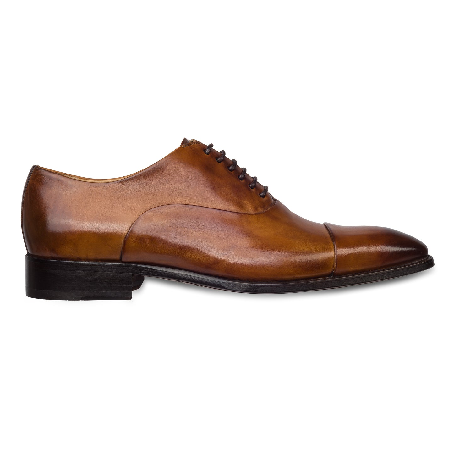 BRECOS Anzugschuhe | Captoe Oxford cognac braun, Kalbsleder Schnürer, durchgenäht