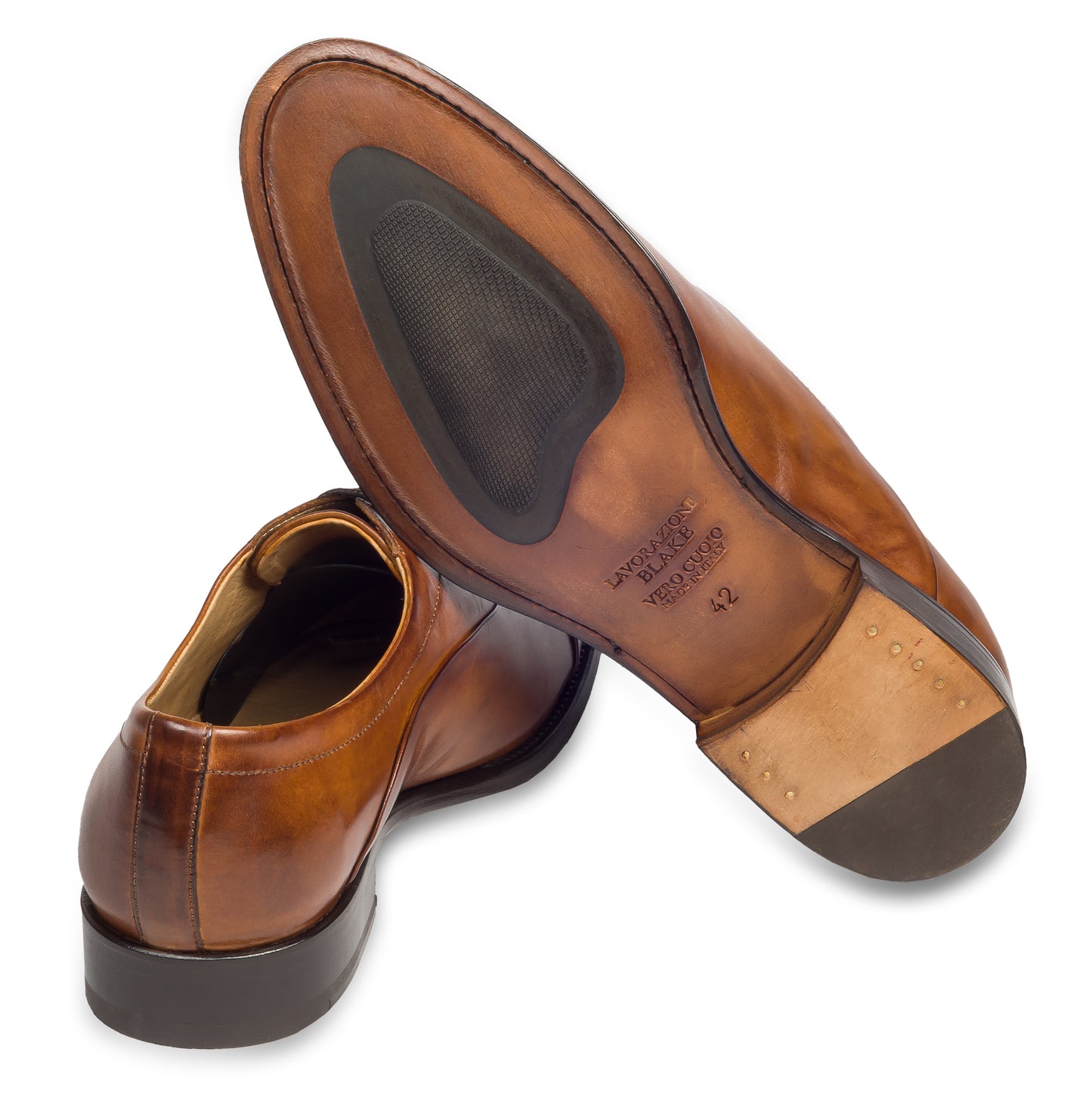 BRECOS Anzugschuhe | Captoe Oxford Schnürer cognac braun, Kalbsleder, durchgenäht