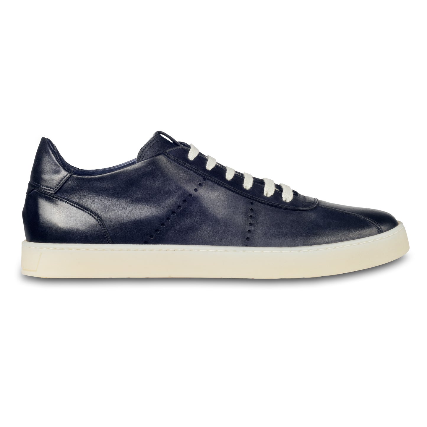 BRECOS Sneaker Herren blau, beige Sohle - Leder, durchgenäht | Gr. 43/44 SALE %