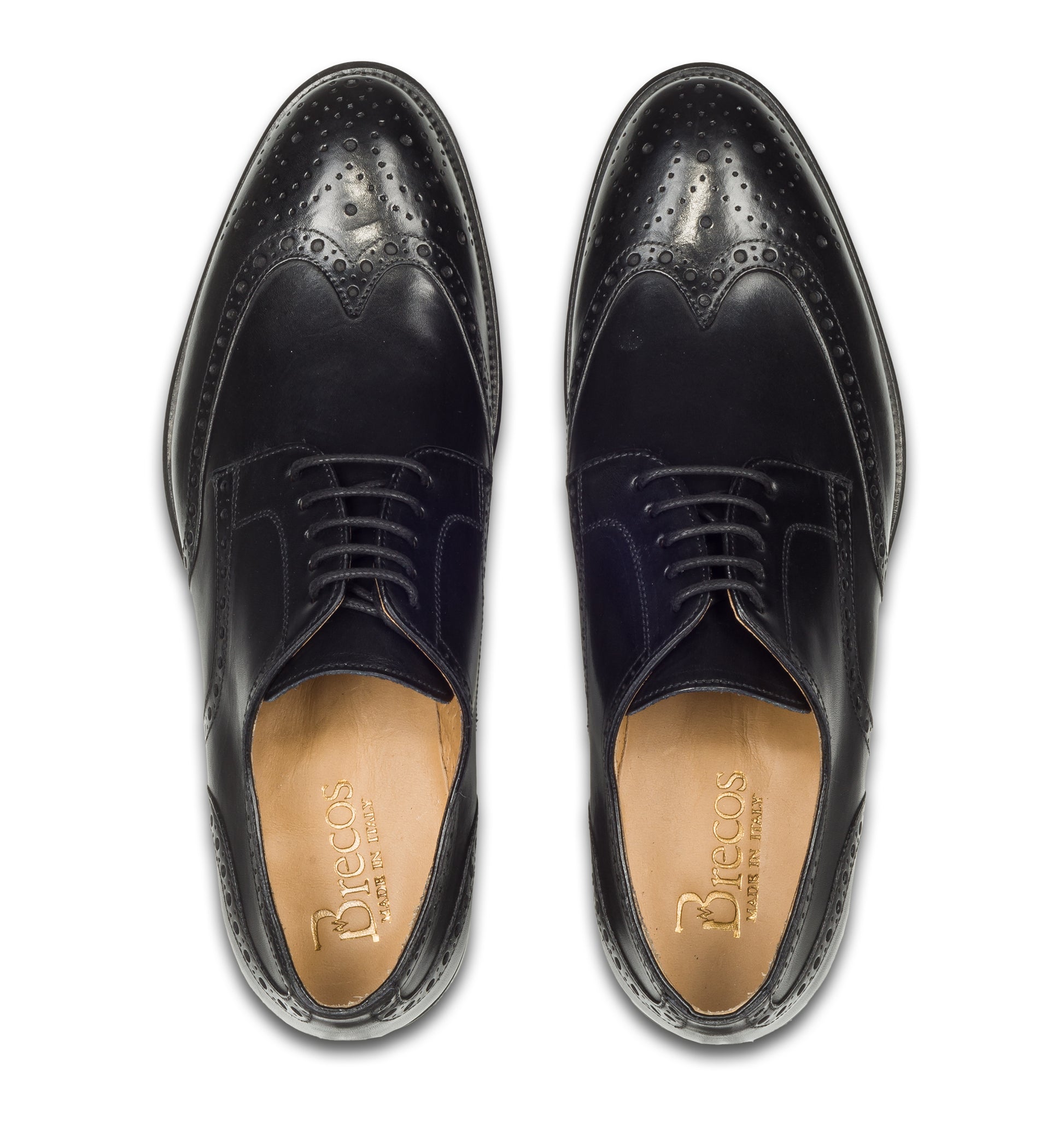 BRECOS Anzugschuhe | Full-Brogue Derby Budapester-Stil schwarz, Kalbsleder. Ansicht paarweise Draufsicht
