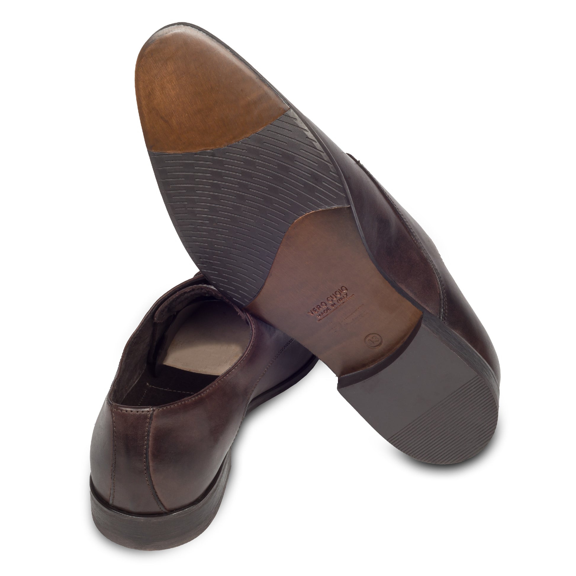 Nicola Benson | Leder Schnürer Plain Derby dunkelbraun, handgefertigt. Ansicht Ferse und Sohle