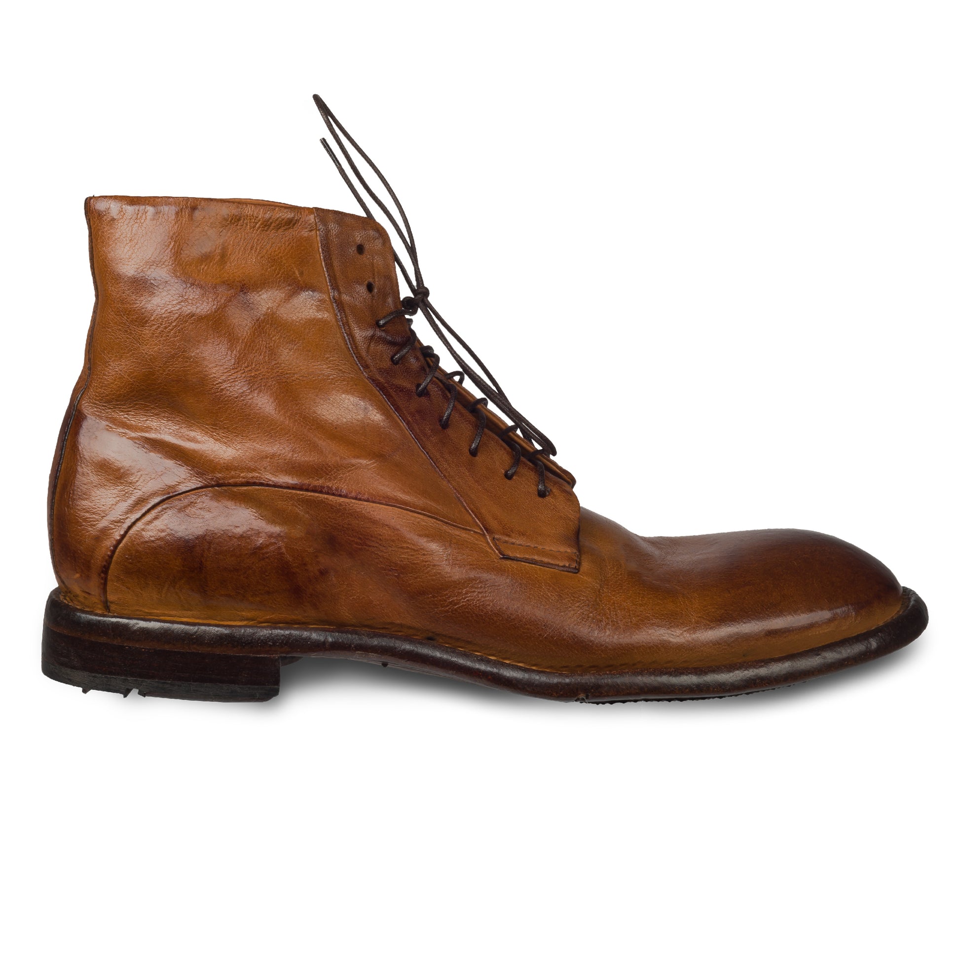 Lemargo Herren Schnuerboots Stiefelette cognac braun durchgenaeht - Außenseite rechter Schuh