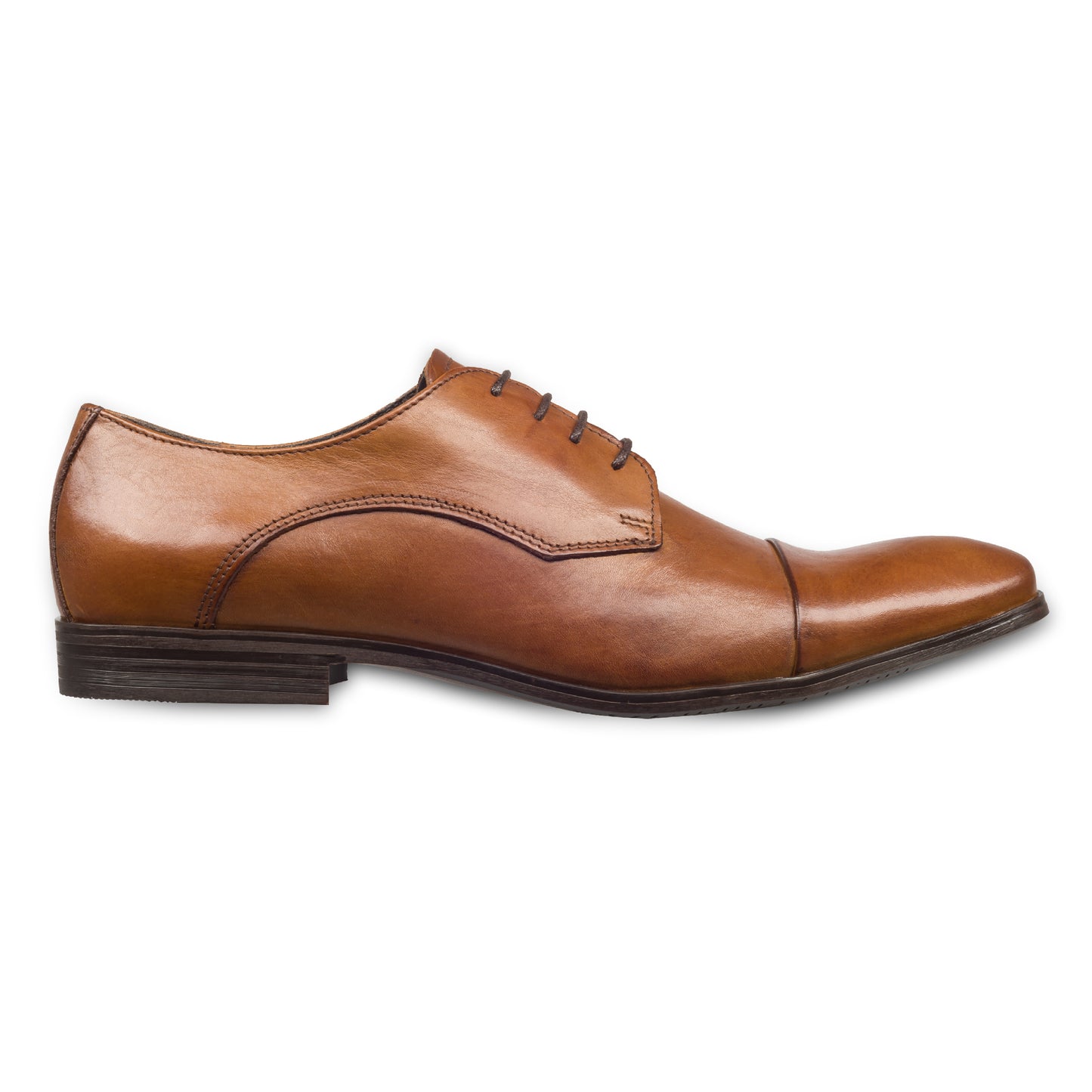 Nicola Benson Anzugschuh, Captoe Derby in cognac braun / mittelbraun. Ansicht Außenseite