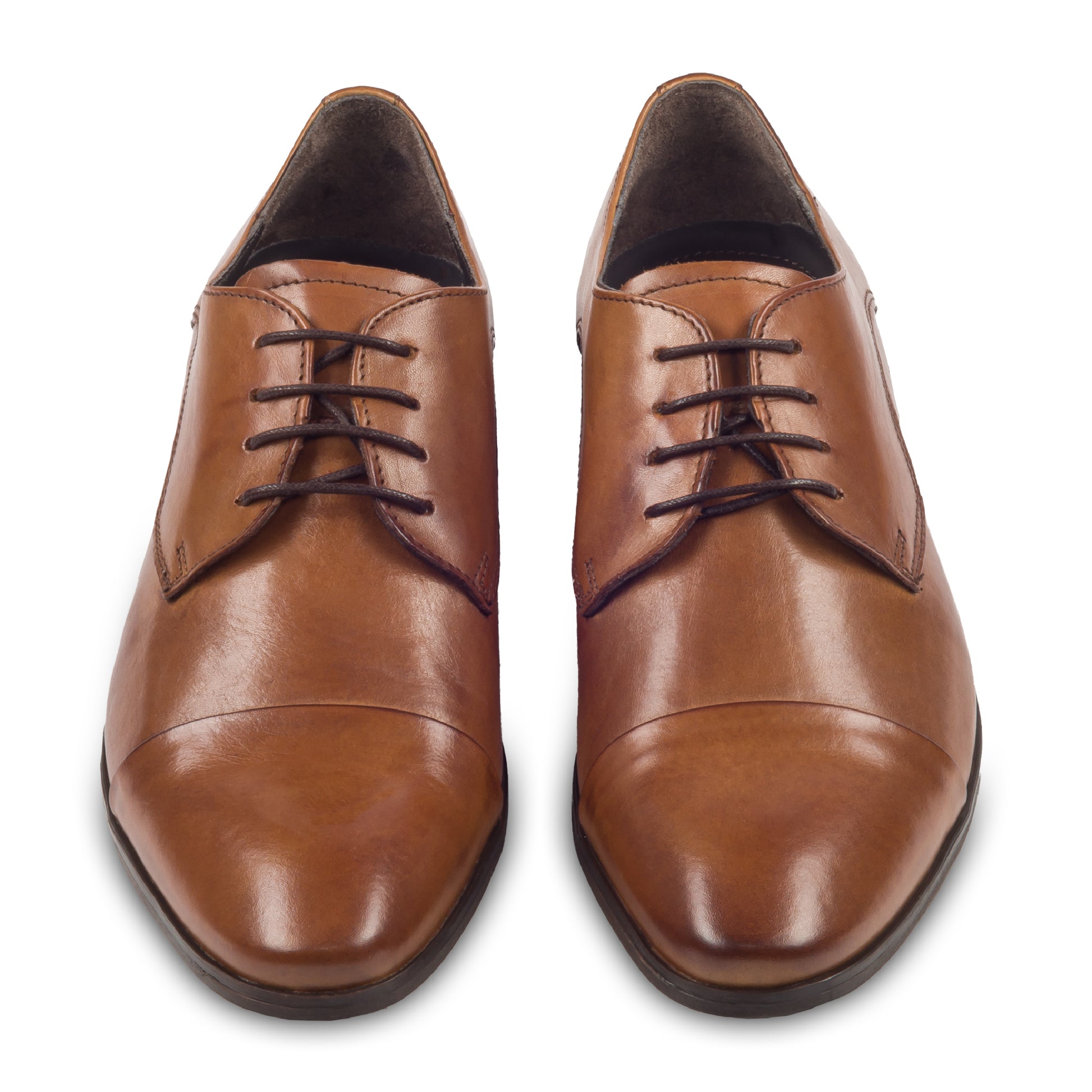 Nicola Benson Anzugschuh, Captoe Derby in cognac braun / mittelbraun. Ansicht paarweise