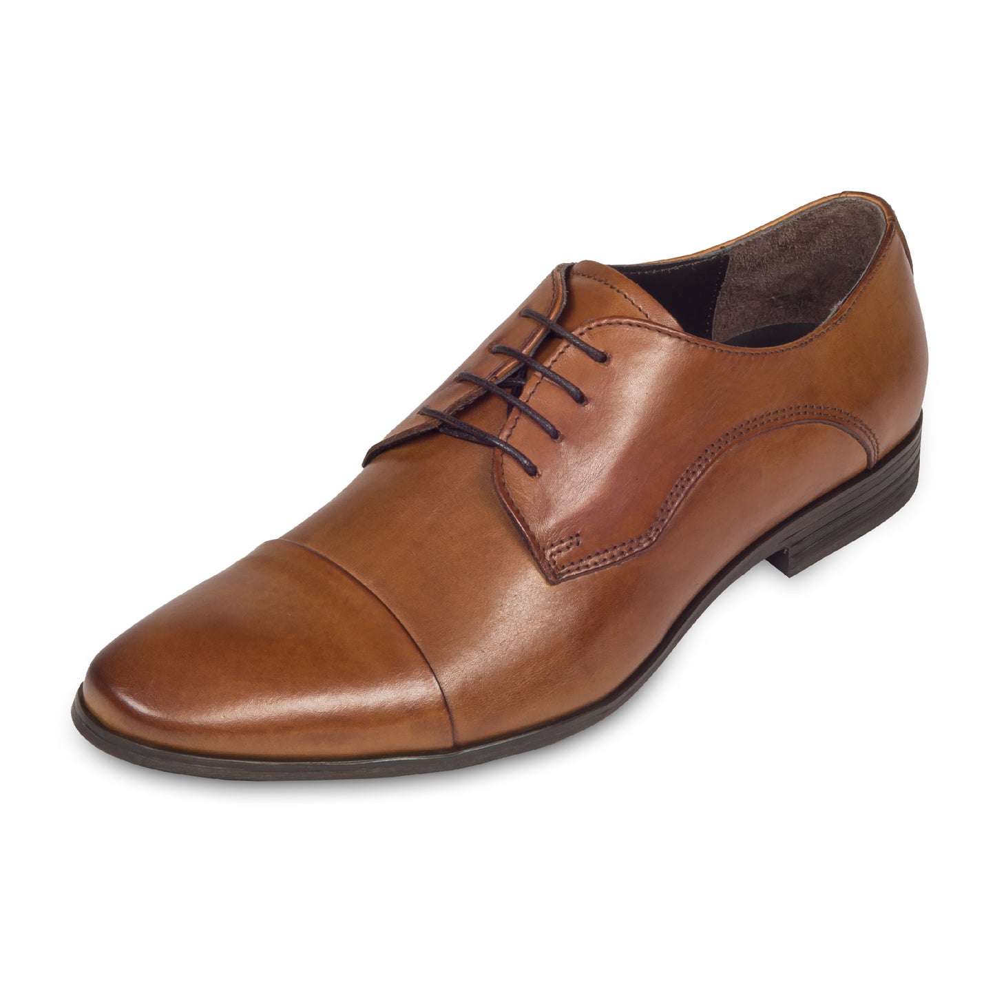 Nicola Benson Anzugschuh, Captoe Derby in cognac braun / mittelbraun. Ansicht Außenseite
