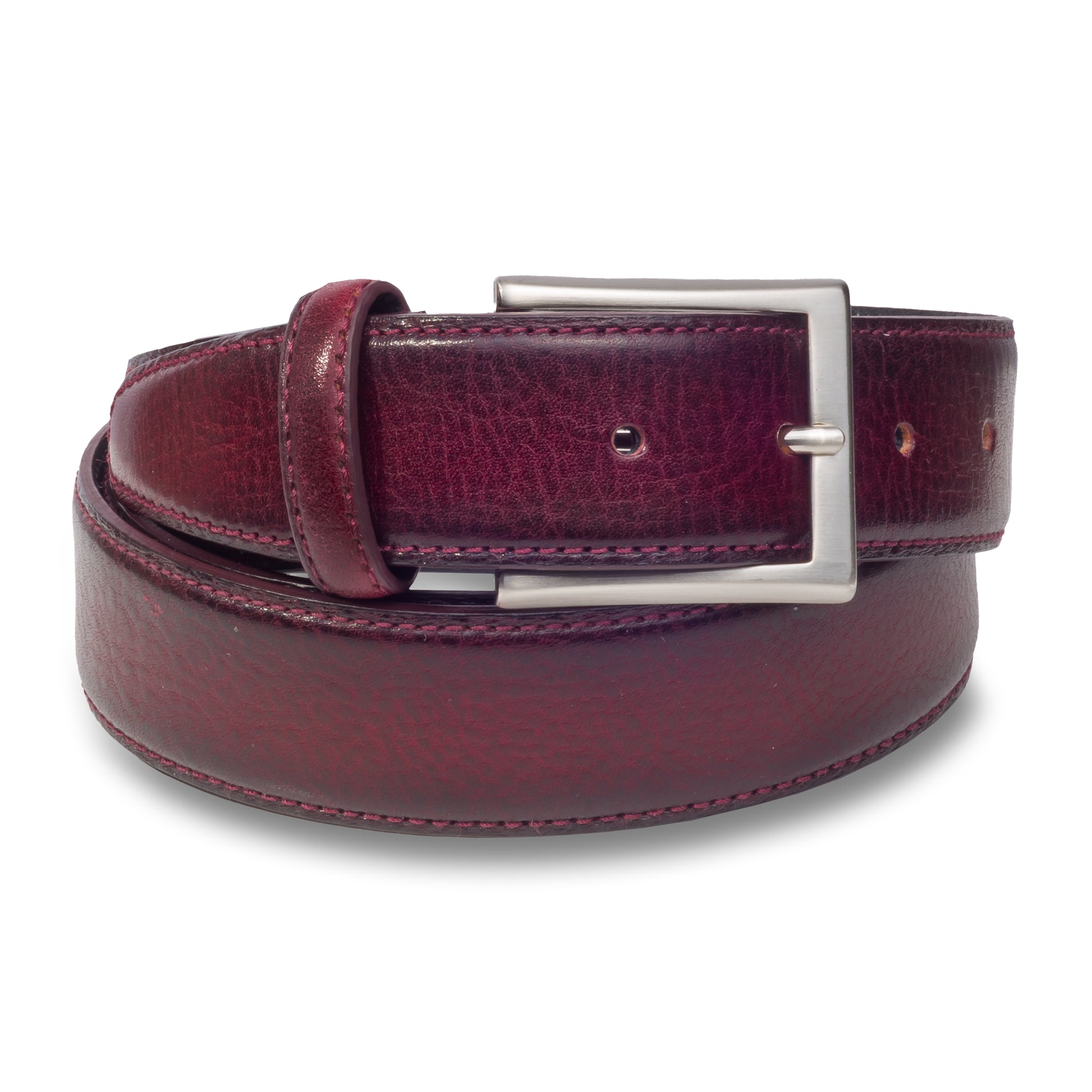 Ledergürtel bordeaux rot 3,5 cm breit