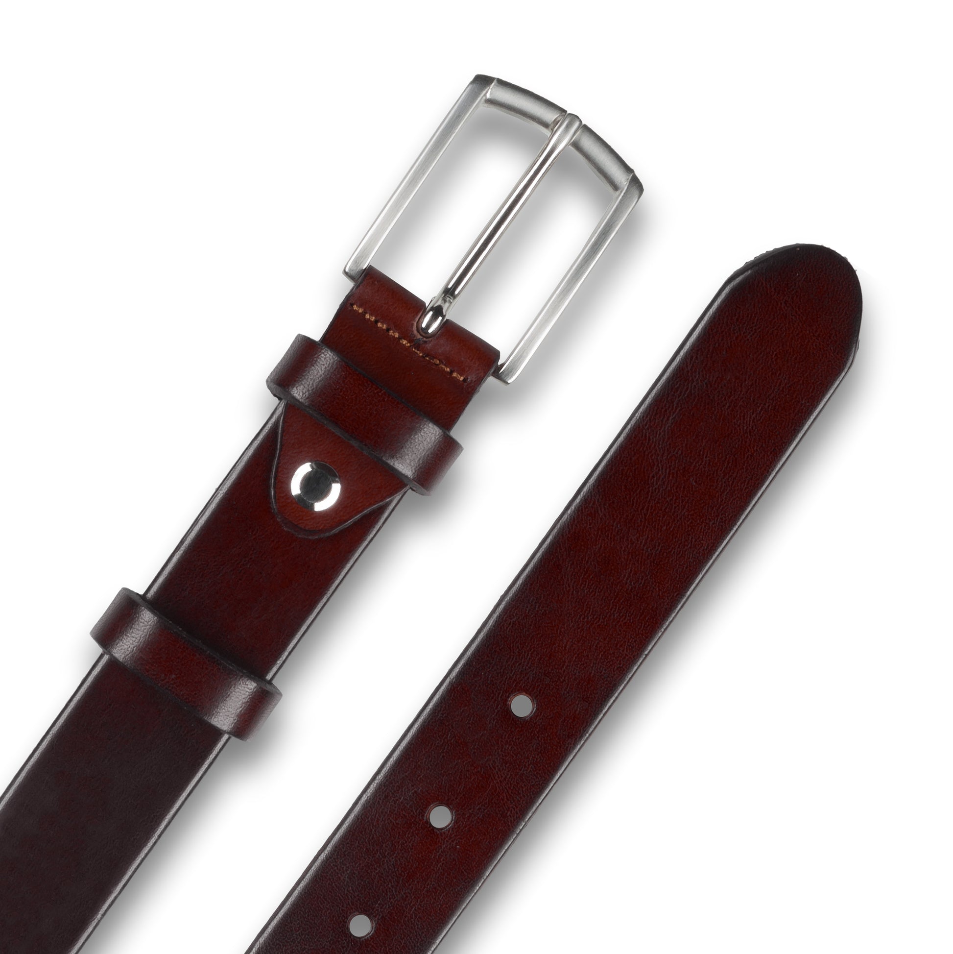 Ledergürtel bordeaux ohne Naht, Schließe silber