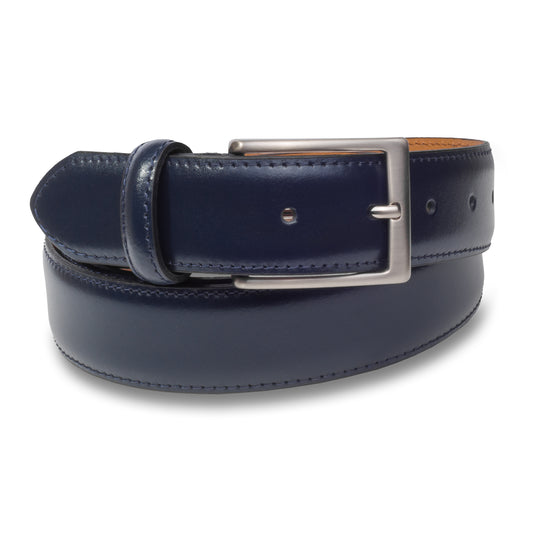 Ledergürtel / Anzuggürtel dunkel blau 3,5 cm breit