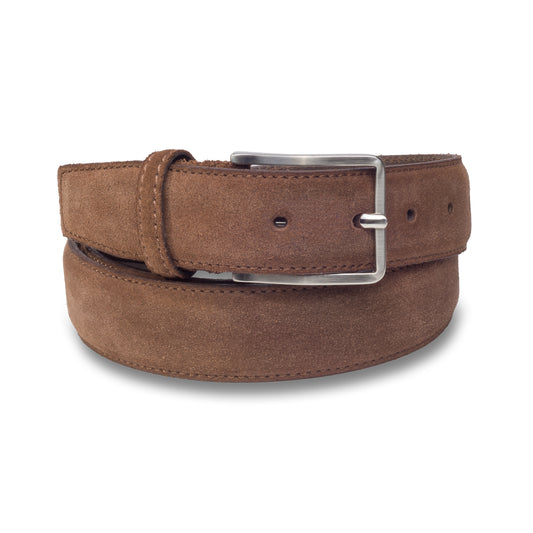 Ledergürtel dunkelbraun, Velour, Schließe silber