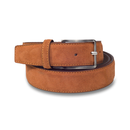 Ledergürtel hellbraun, Velour, Schließe silber