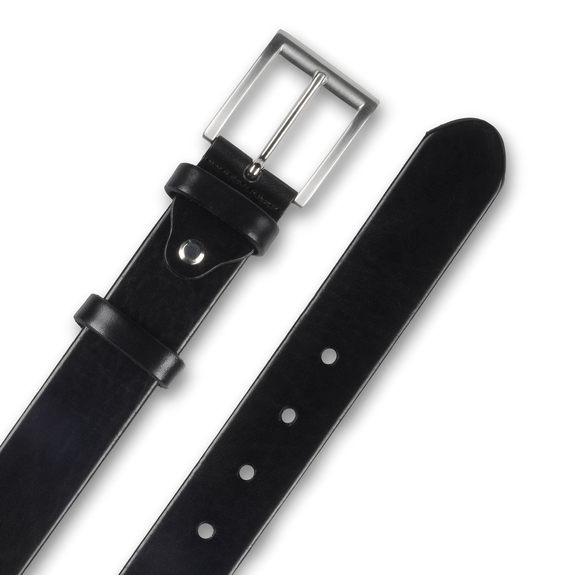 Ledergürtel schwarz ohne Naht, Schließe silber
