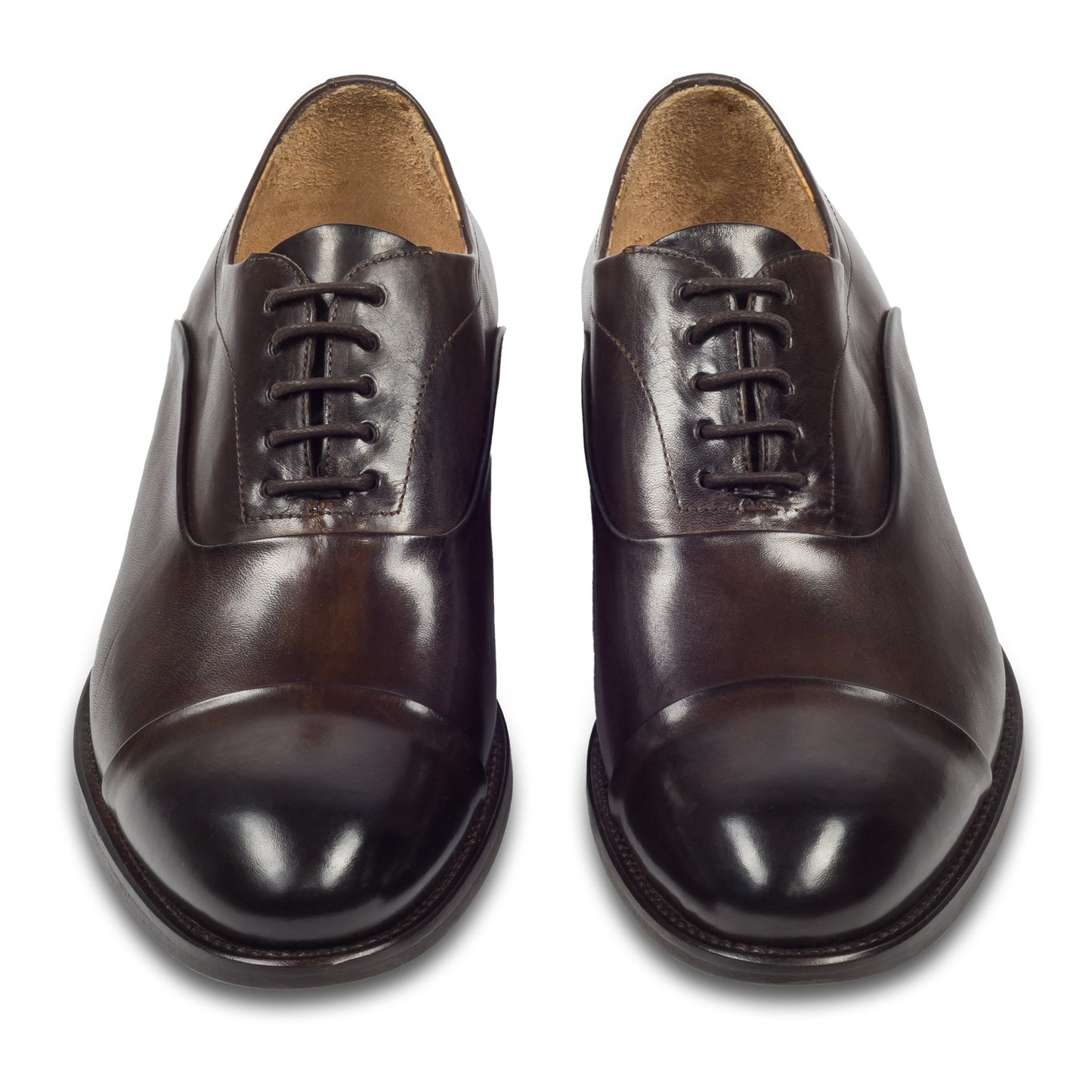 BRECOS Anzugschuhe | Captoe Oxford dunkelbraun, Kalbsleder Schnürer. Ansicht paarweise
