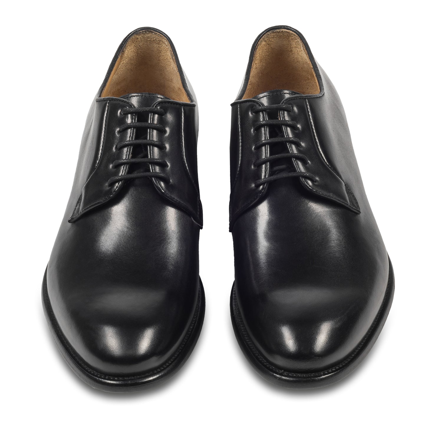 BRECOS Anzugschuhe | Plain Derby Schnürer schwarz, Kalbsleder. Ansicht paarweise