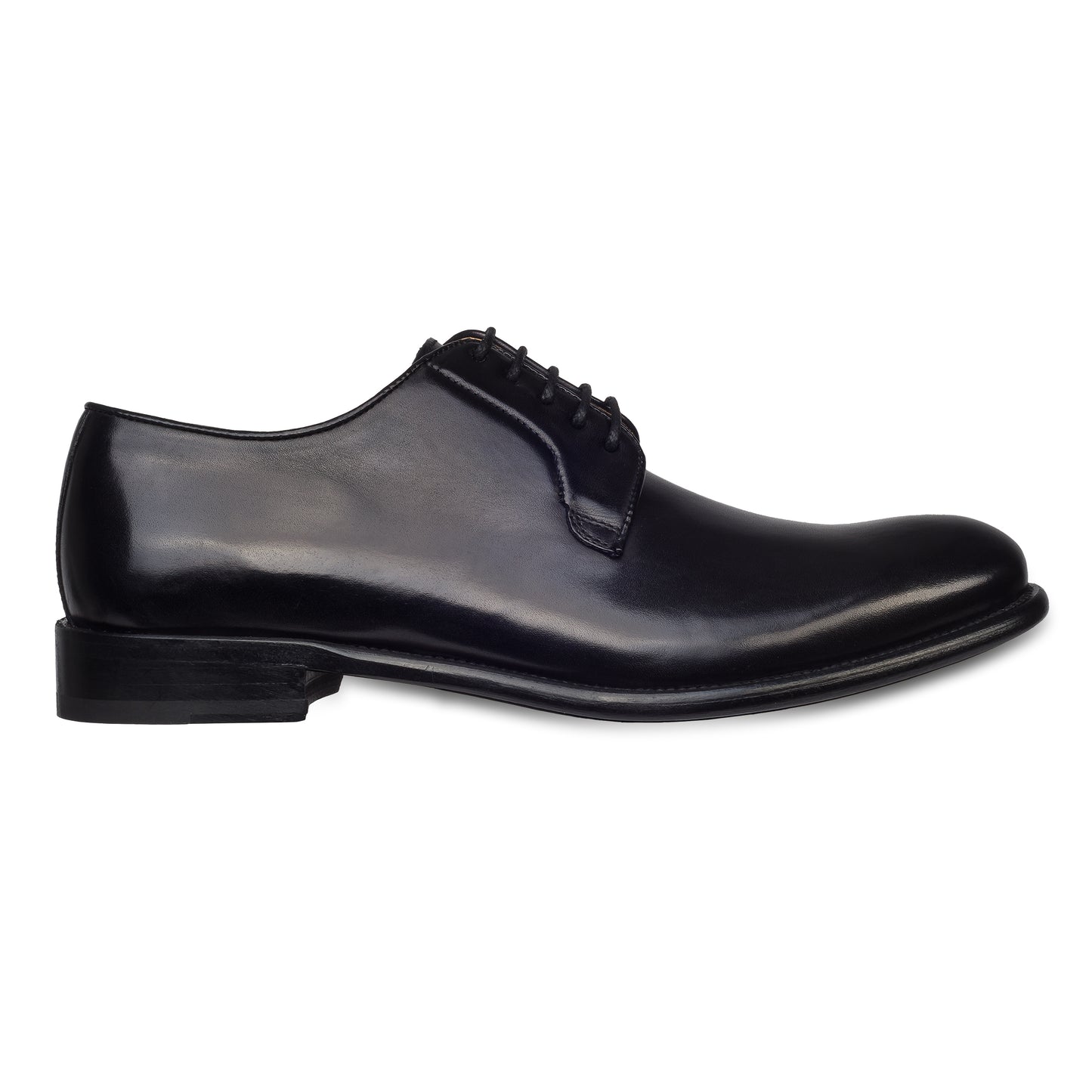 BRECOS Anzugschuhe | Plain Derby Schnürer schwarz, Kalbsleder. Ansicht Außenseite rechter Schuh