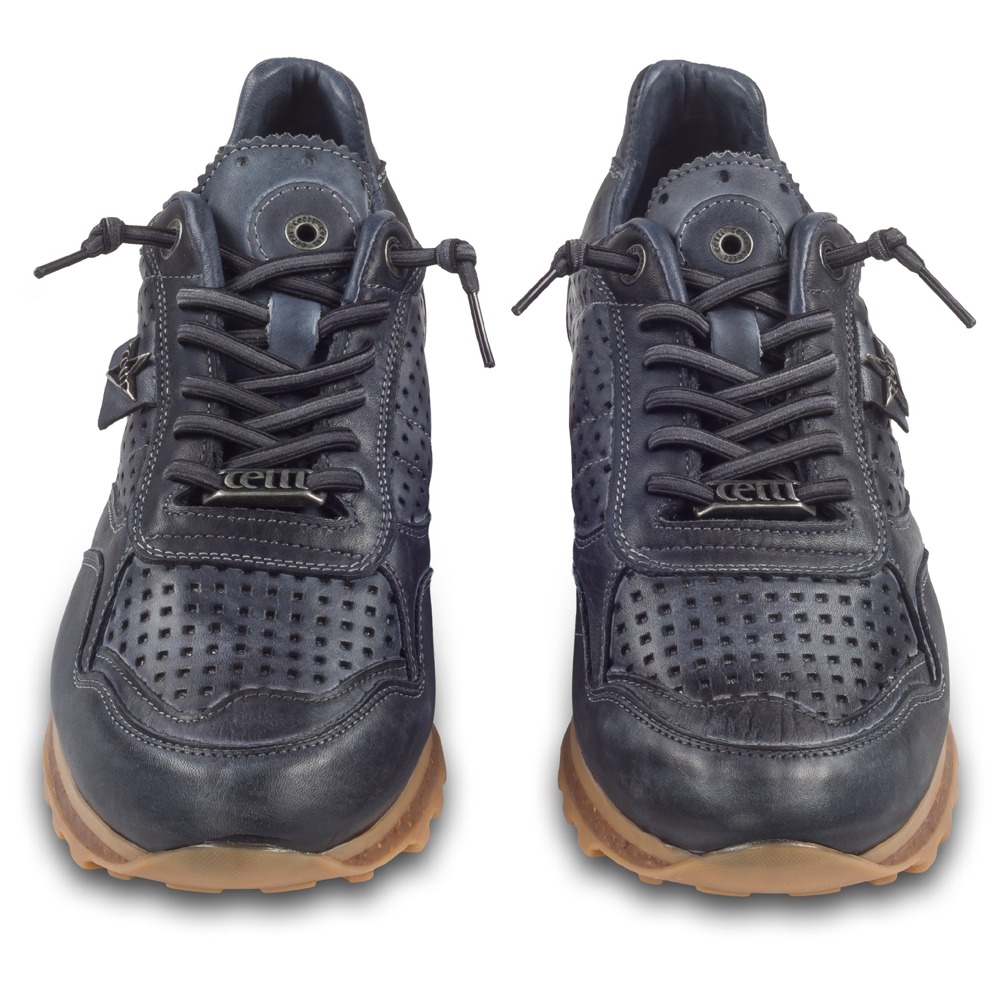 CETTI Herren Leder Sneaker, Modell „C848“ in braun (used tin testa). Perforiertes Leder. Made in Spain. Paarweise Ansicht von vorne