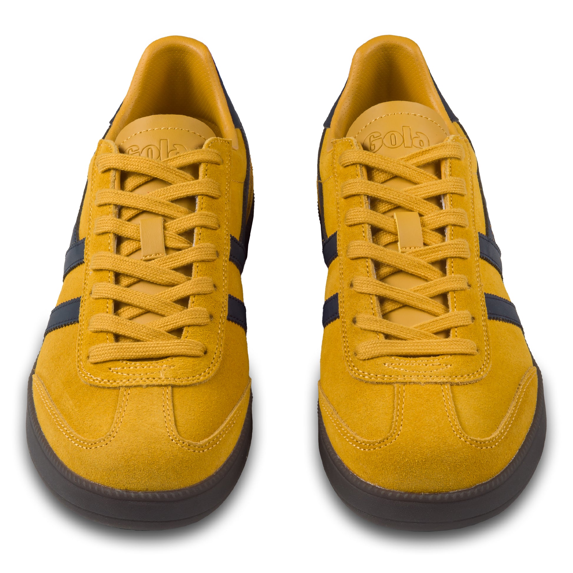 GOLA Herren Sneaker Viper gelb/blau, Wildleder. Modell CMB735 Sun/Navy/Dark Gum. Paarweise Ansicht von vorne.  