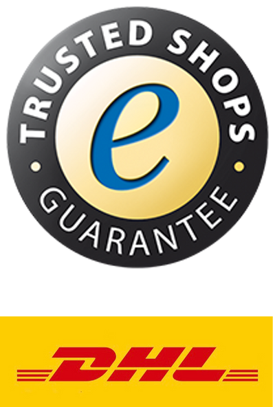 Gütesiegel Trusted-Shops und DHL-Logo