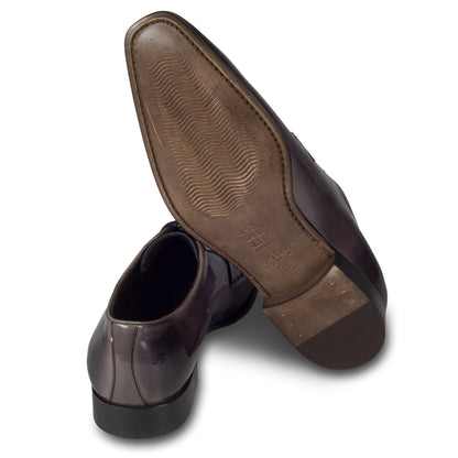 Calpierre | Herren Lackschuhe grau - Derby-Schnürer Kalbsleder, handgefärbt & durchgenäht