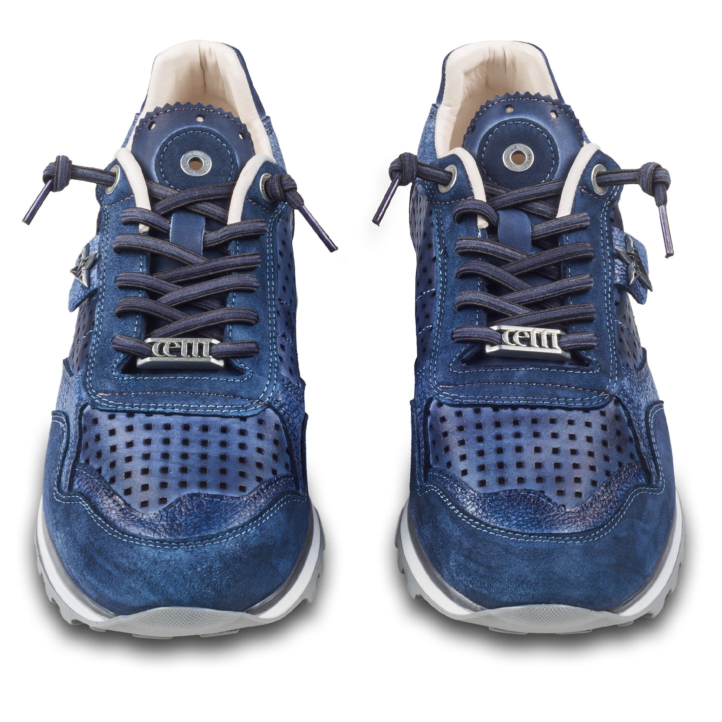 Cetti Herren Sneaker, blau C-848 used tin navy, Kalbsleder Low-Top, Ansicht paarweise von vorne