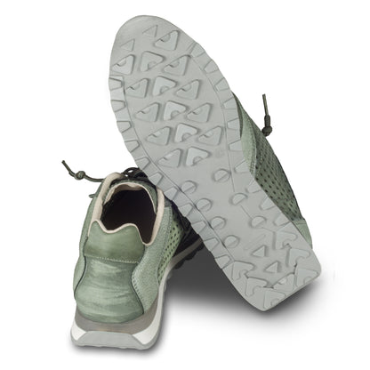 Cetti Herren Sneaker, grün C-848 used tin kombat, Kalbsleder Low-Top, Ansicht Ferse und Sohle