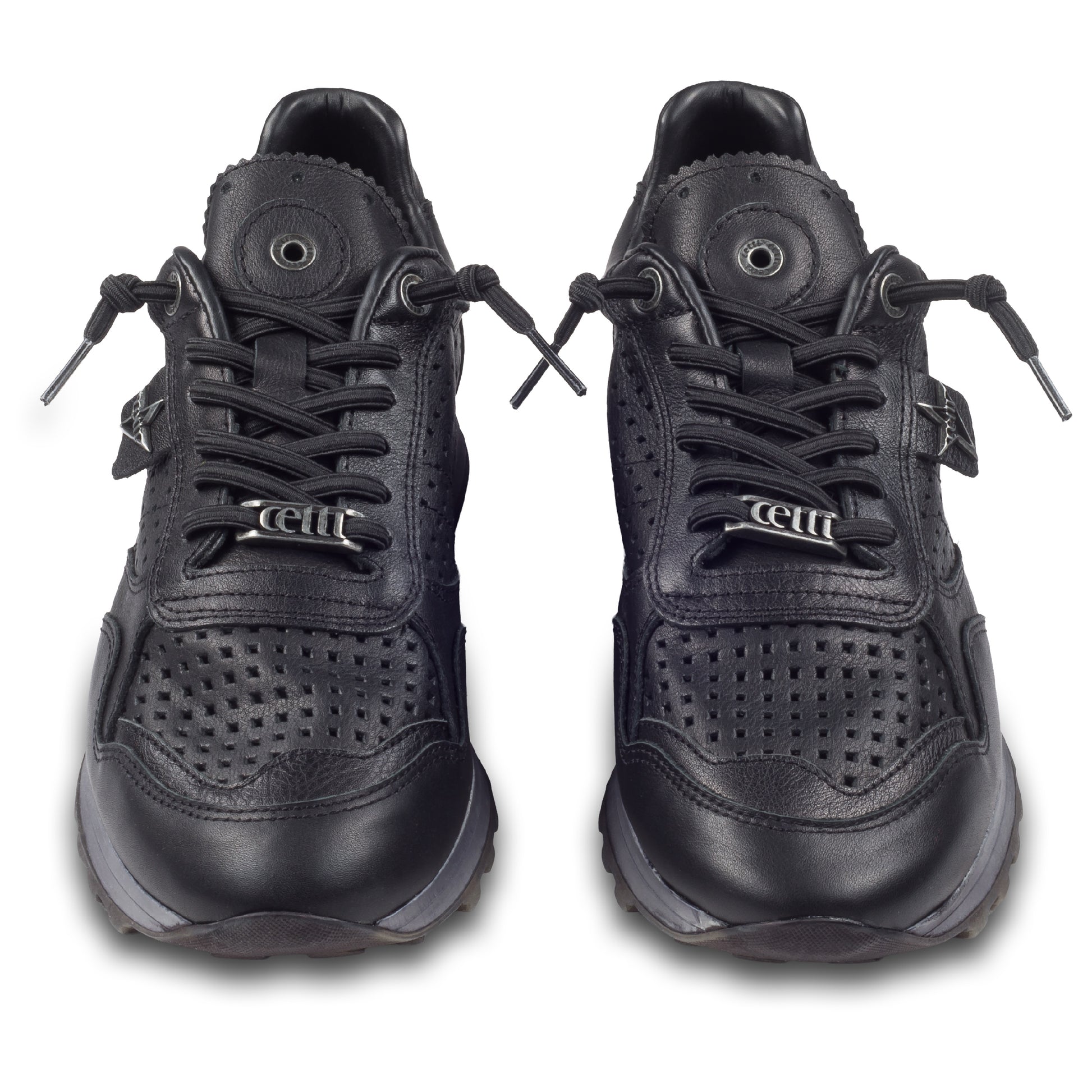 Cetti Herren Sneaker, schwarz C-848 nature negro, Kalbsleder Low-Top, Ansicht paarweise von vorne