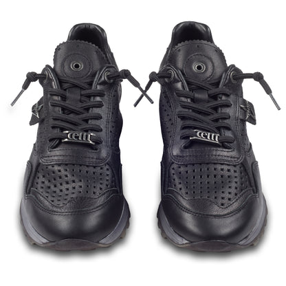 Cetti Herren Sneaker, schwarz C-848 nature negro, Kalbsleder Low-Top, Ansicht paarweise von vorne