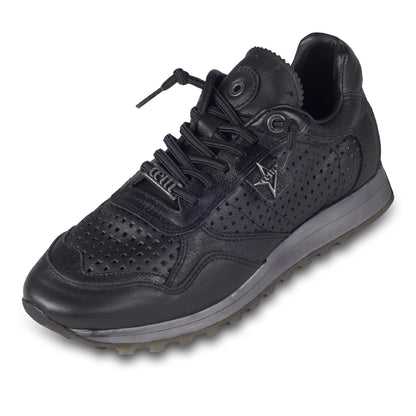 Cetti Herren Sneaker, schwarz C-848 nature negro, Kalbsleder Low-Top, Ansicht schräg linker Schuh