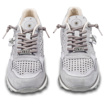 Cetti Herren Sneaker, grau, C-848 used tin stone, Kalbsleder Low-Top, Ansicht paarweise von vorne