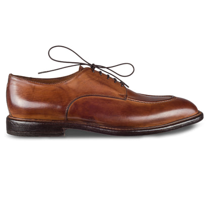 Lemargo Herren Schnür-Halbschuhe, cognak braun, Kalbsleder im Vintage-Look. Handgefertigt und Durchgenäht. Ansicht Außenseite rechter Schuh