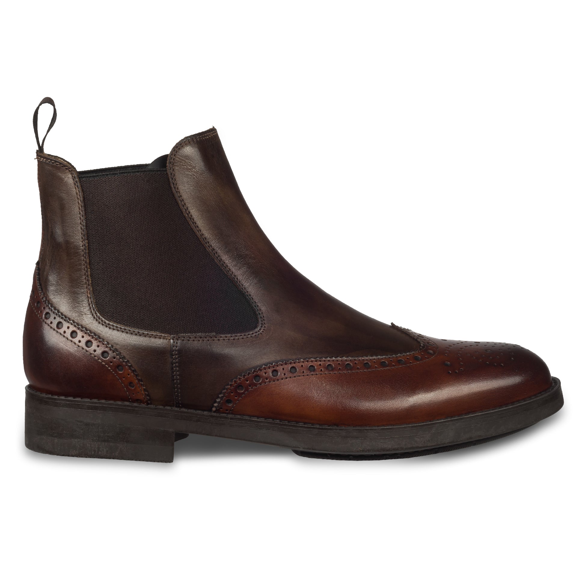 Brecos Herren Chelsea Stiefelette, braun. Durchgenäht. Bei Sisento. Ansicht rechter Schuh Außenseite