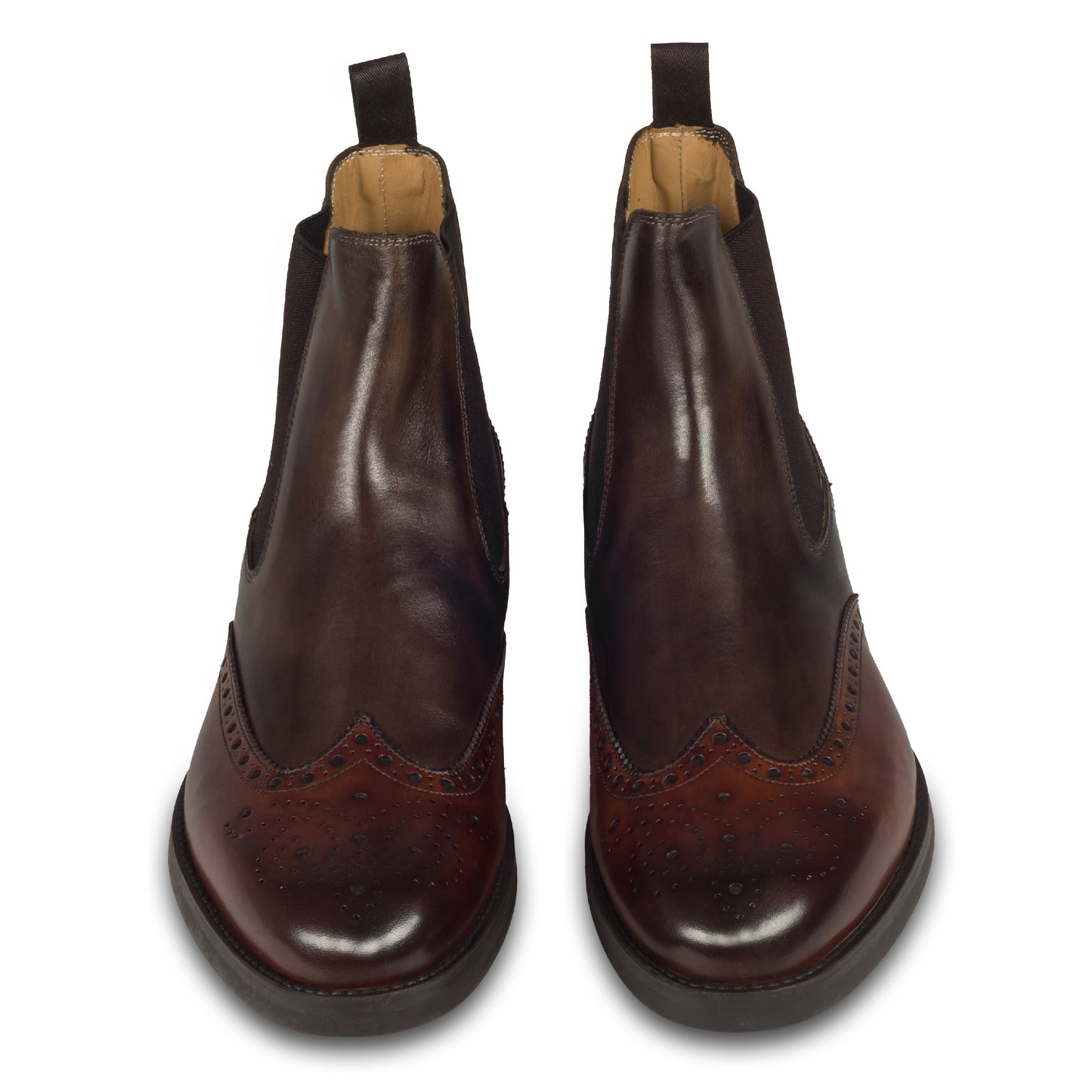 Brecos Herren Chelsea Stiefelette, braun. Durchgenäht. Bei Sisento. Paarweise Ansicht von vorn