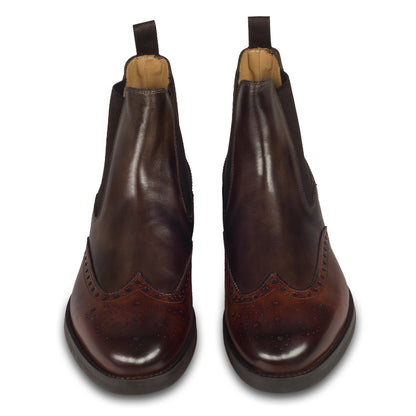Brecos Herren Chelsea Stiefelette, braun. Durchgenäht. Bei Sisento. Paarweise Ansicht von vorn
