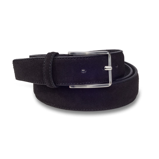 Gürtel Herren schwarz - Veloursleder, Breite 3.5 cm, kürzbar