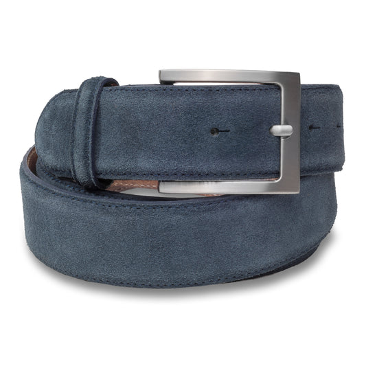 Gürtel Herren blau - Veloursleder, Breite 3.8 cm, kürzbar