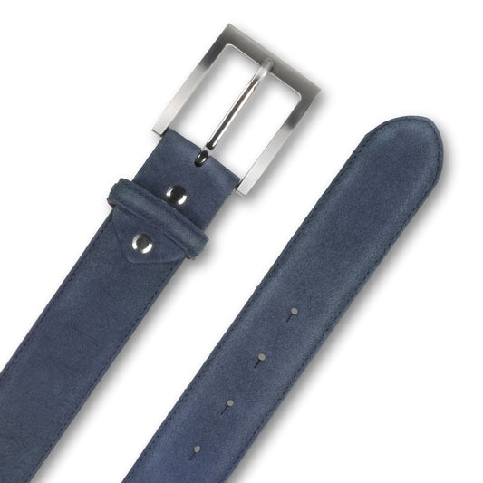 Gürtel Herren blau - Veloursleder, Breite 3.8 cm, kürzbar